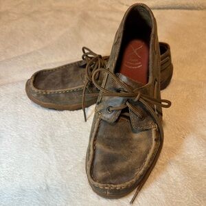 Women’s Twisted X Rugged Full Grain Leather Boat Shoes Driving Mocs, Size 8.5M